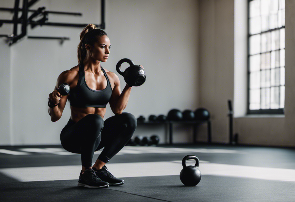 An image showcasing a person performing a goblet squat with a kettlebell
