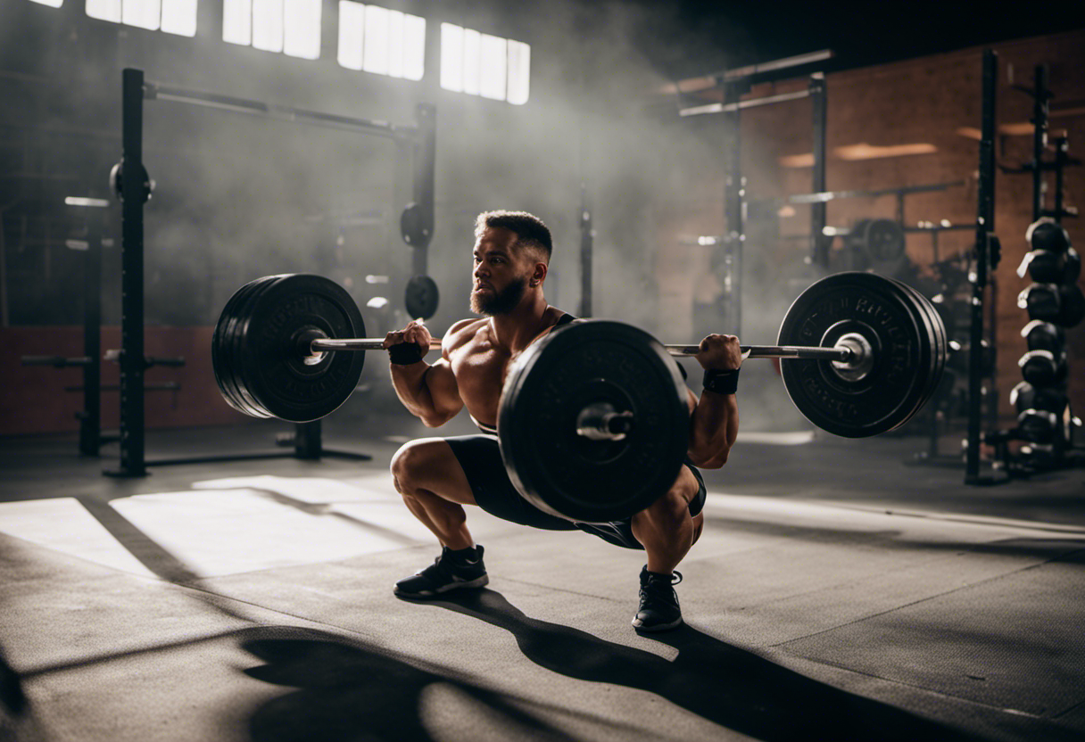 An image that showcases a weightlifter in the bottom position of a squat, pausing with perfect form